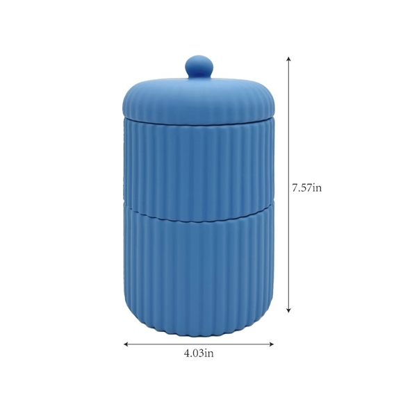 MAINSTAYS By Becky G. & Alejandra Blue 3-Piece Stacked Bathroom Canisters - Picture 2 of 7